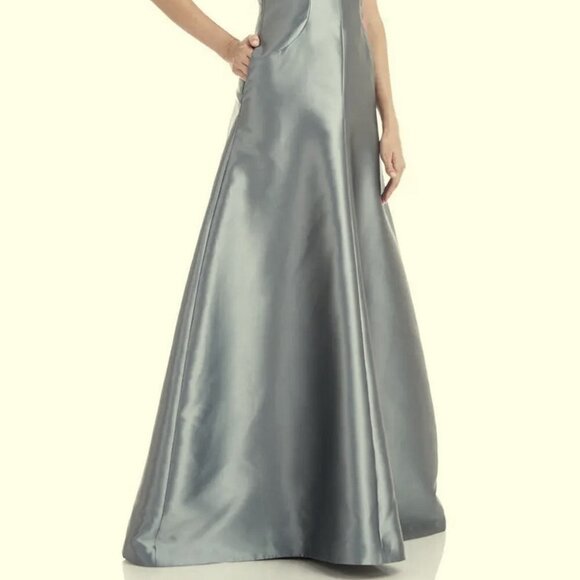 Kay Unger Nile Blue Tatiana Satin A-Line Gown - Picture 4 of 7